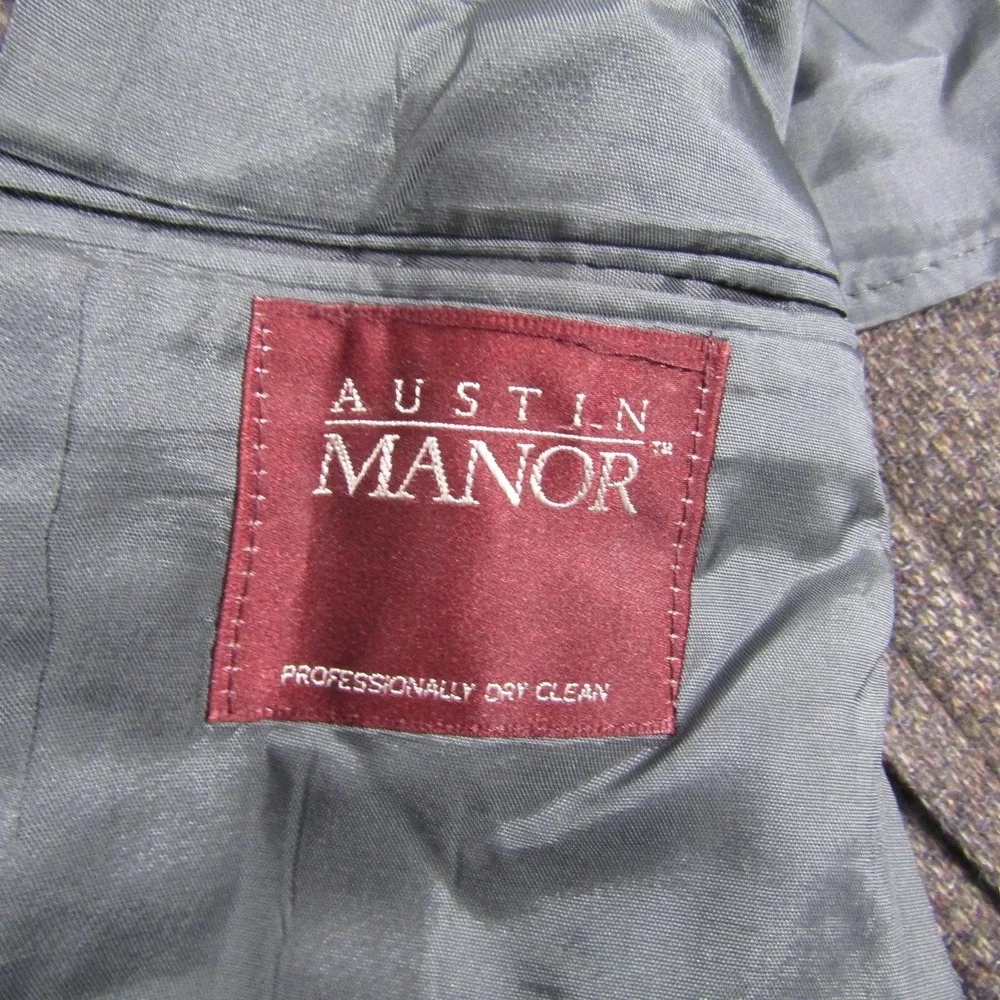 Austin Manor Mens 42 Brown Wool Herringbone Tweed Sport Coat Blazer 2 Button